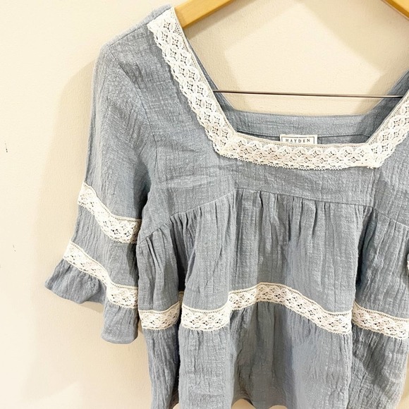 Hayden Girls Embroidered Square Neck Peasant Top Lace Detailing Size  13/14 - Picture 3 of 8